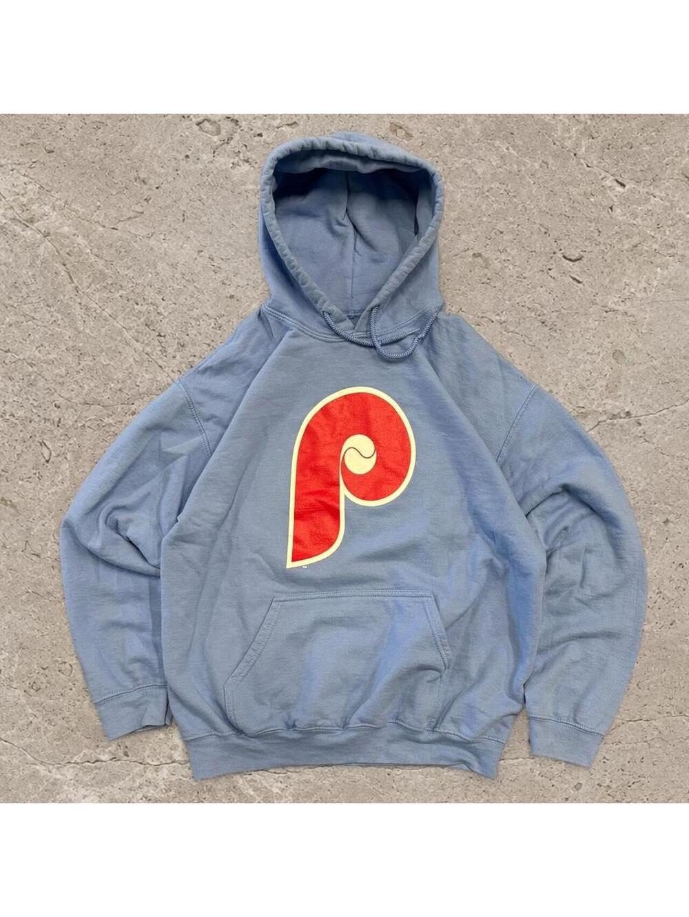 Fire retro Philadelphia Phillies powder blue hoodie.